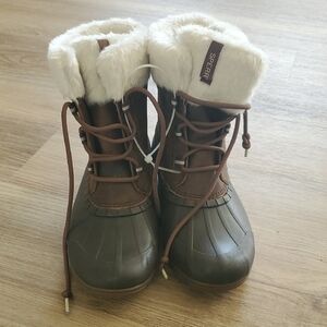 Sperry Brown & Cream Faux-Fur Lined Duck Boots